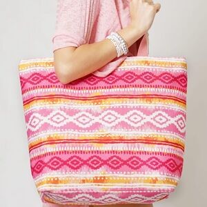 Stylish Pink and Orange Patterned Tote Bag